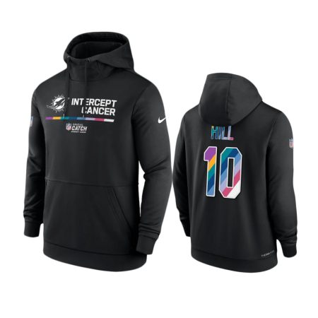 Men's Miami Dolphins Tyreek Hill Black Therma 2022 NFL Crucial Catch Hoodie