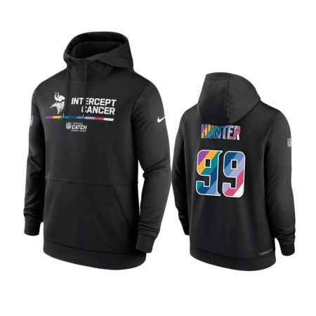 Men's Minnesota Vikings Danielle Hunter Black Therma 2022 NFL Crucial Catch Hoodie