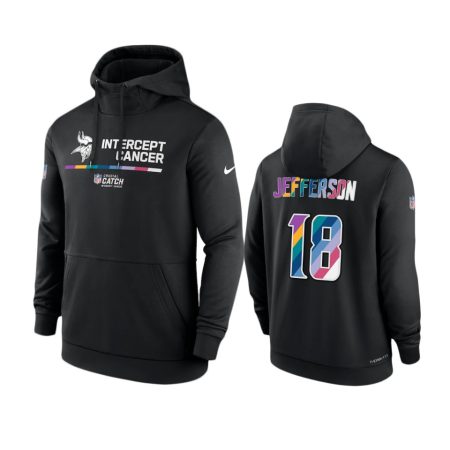Men's Minnesota Vikings Justin Jefferson Black Therma 2022 NFL Crucial Catch Hoodie