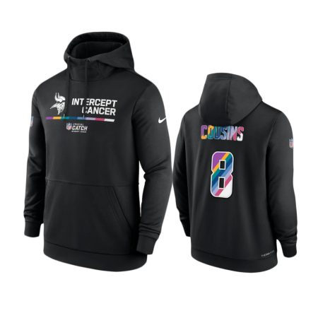 Men's Minnesota Vikings Kirk Cousins Black Therma 2022 NFL Crucial Catch Hoodie