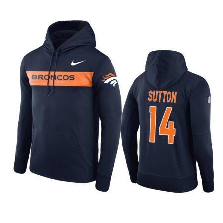 Denver Broncos #14 Courtland Sutton Navy Nike Pullover Sideline Team Hoodie - Men's