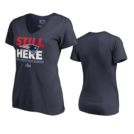 Patriots # Navy 6-Time Super Bowl Champions Hometown Still Here T-Shirt - Women