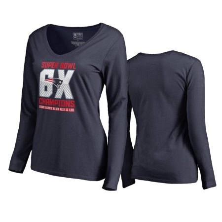 New England Patriots # Navy 6-Time Super Bowl Champions T-Shirt - Women
