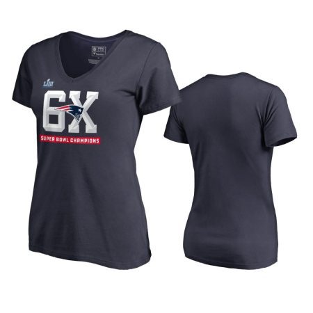 Patriots # Navy 6-Time Super Bowl Champions T-Shirt - Women