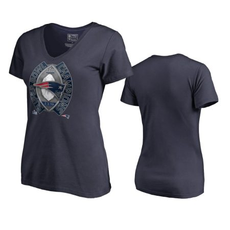 Patriots # Navy Super Bowl LIII Champions Ring T-Shirt - Women