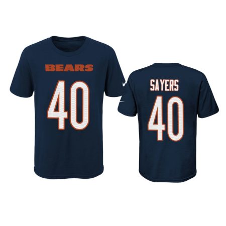 Bears #40 Gale Sayers Navy Player Pride T-Shirt - Youth