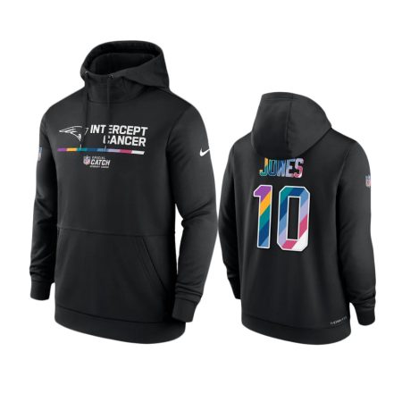 Men's New England Patriots Mac Jones Black Therma 2022 NFL Crucial Catch Hoodie
