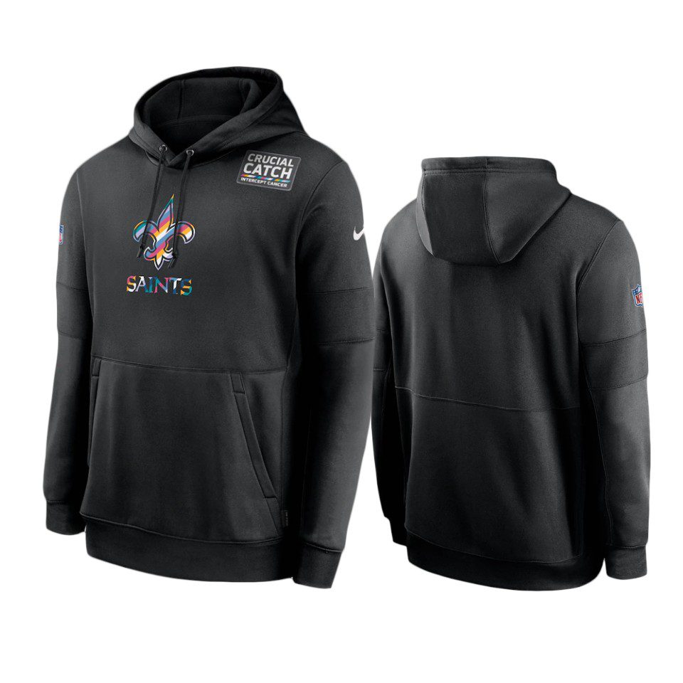 Men's New Orleans Saints Black Sideline Performance Crucial Catch Pullover Hoodie 1 new orleans saints black crucial catch sideline performance hoodie