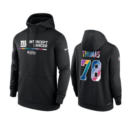 Men's New York Giants Andrew Thomas Black Therma 2022 NFL Crucial Catch Hoodie