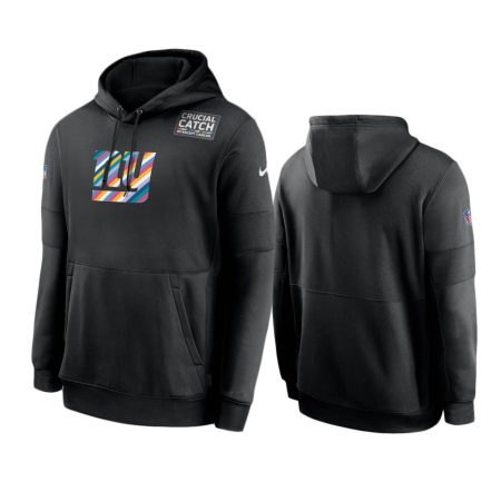 Men's New York Giants Black Sideline Performance Crucial Catch Pullover Hoodie