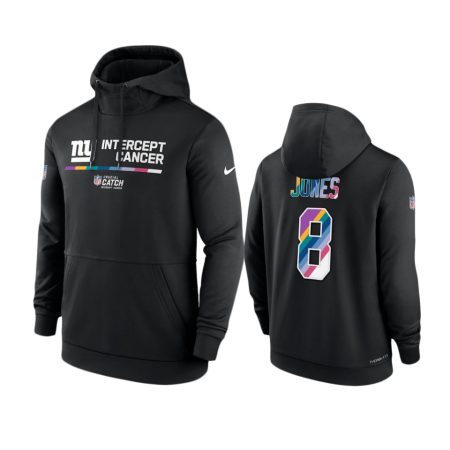 Men's New York Giants Daniel Jones Black Therma 2022 NFL Crucial Catch Hoodie