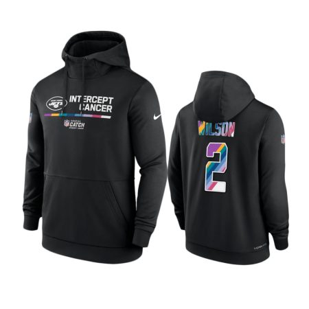 Men's New York Jets Zach Wilson Black Therma 2022 NFL Crucial Catch Hoodie