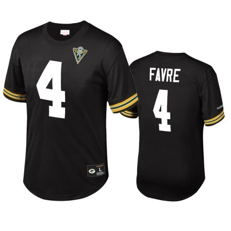 Green Bay Packers Brett Favre Black Retired Player Name Number Mesh T-Shirt