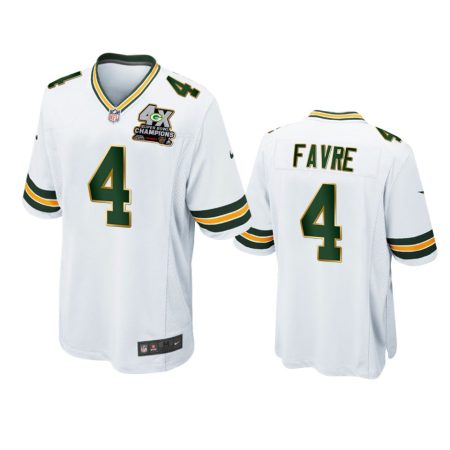 Green Bay Packers Brett Favre White 4X Super Bowl Champions Patch Game Jersey