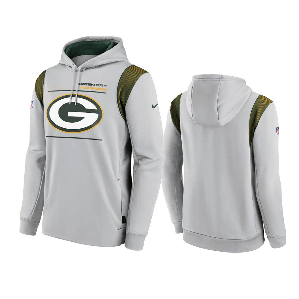 Green Bay Packers Gray Sideline Logo Performance Pullover Hoodie 1 packers gray sideline logo performance hoodie