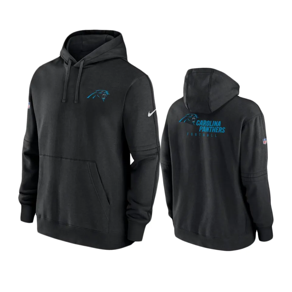 Carolina Panthers Black Sideline Club Fleece Hoodie 1 panthers black sideline club fleece hoodie