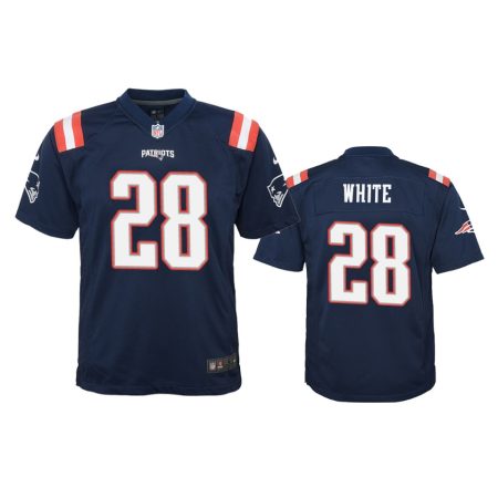 New England Patriots #28 Youth Navy James White Color Rush Jersey