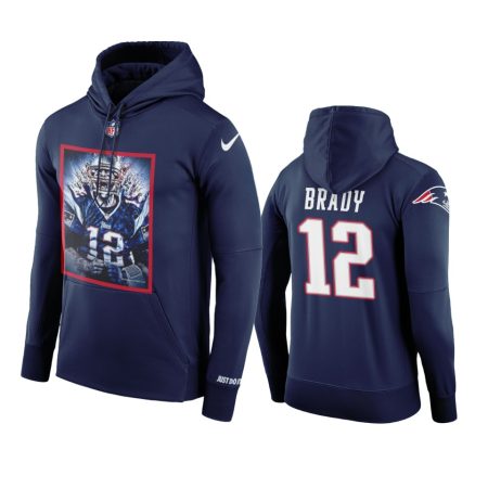 New England Patriots #12 Tom Brady Navy Art Print Energy Hoodie