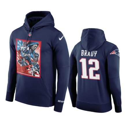 New England Patriots #12 Tom Brady Navy Art Print National Hoodie