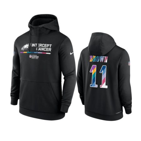 Men's Philadelphia Eagles A.J. Brown Black Therma 2022 NFL Crucial Catch Hoodie