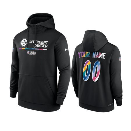 Men's Pittsburgh Steelers Custom Black Therma 2022 NFL Crucial Catch Hoodie