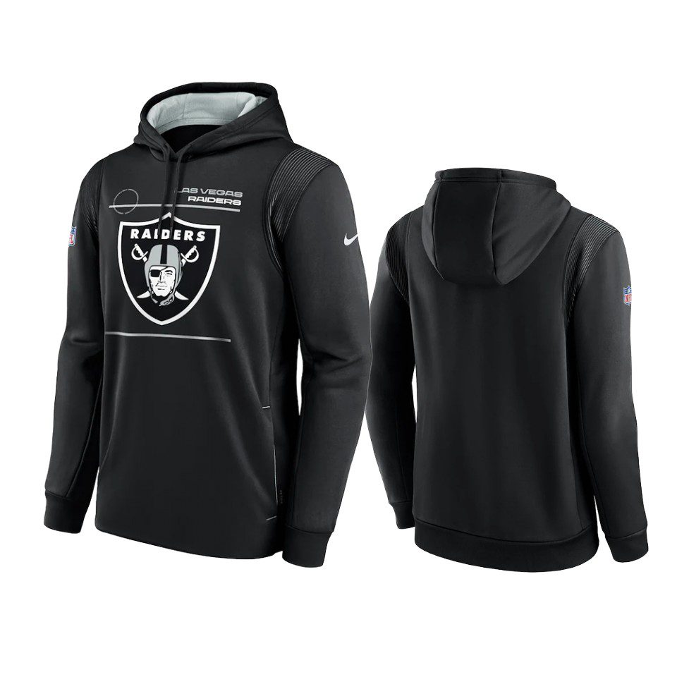 Las Vegas Raiders Black Sideline Logo Performance Pullover Hoodie 1 raiders black sideline logo performance hoodie