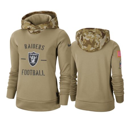 Oakland Raiders Khaki 2019 Salute to Service Therma Pullover Hoodie