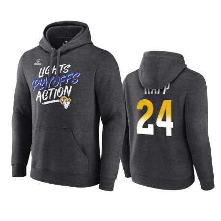 Los Angeles Rams Taylor Rapp Charcoal 2021 NFL Playoffs Lights Action Hoodie