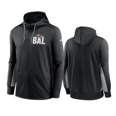 Baltimore Ravens Black Gray Mascot Performance Full-Zip Hoodie