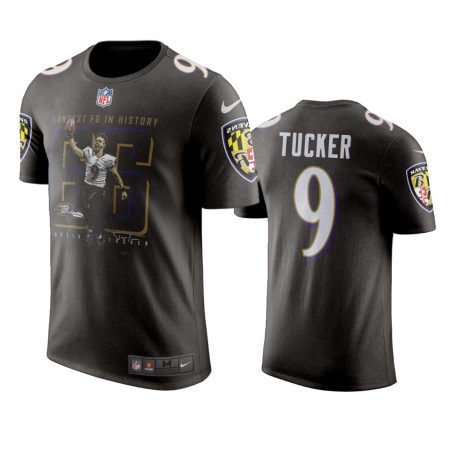 Baltimore Ravens Justin Tucker Black Longest Field Goal T-Shirt