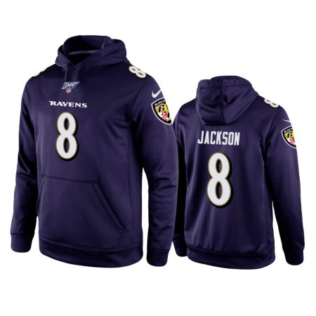 Baltimore Ravens Lamar Jackson Purple 100th Season Game Pullover Hoodie