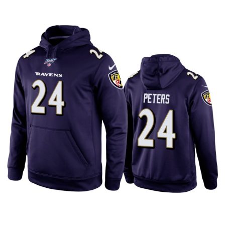 Baltimore Ravens Marcus Peters Purple 100th Season Game Pullover Hoodie