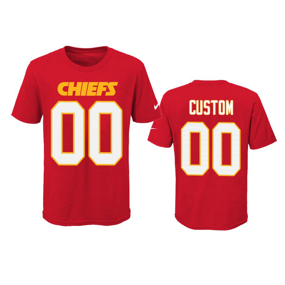 Chiefs #00 Custom Red Player Pride T-Shirt - Youth 1 red youth custom t shirt