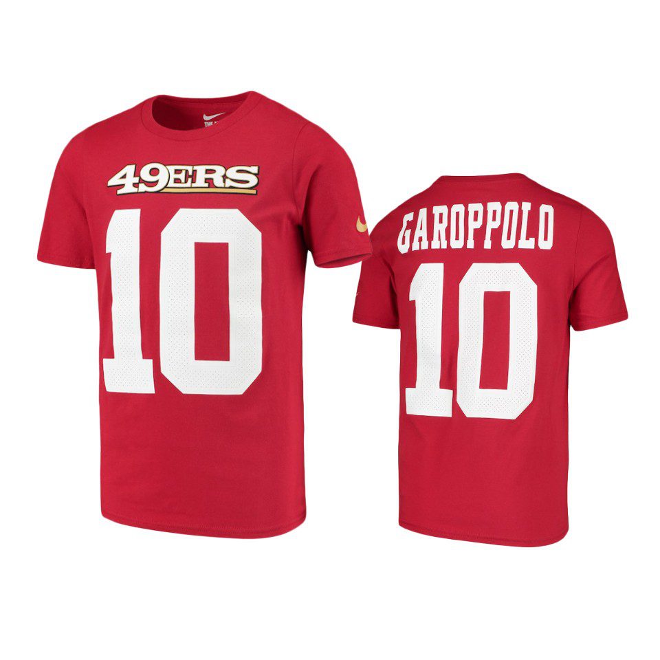 49ers #10 Jimmy Garoppolo Red Player Pride T-Shirt - Youth 1 red youth jimmy garoppolo t shirt