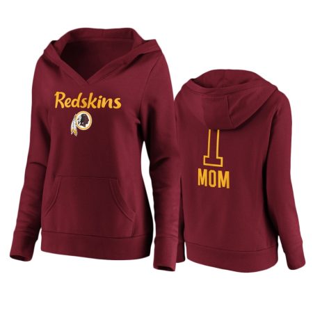 Women's Washington Redskins Burgundy Mother's Day #1 Mom Team Logo Pullover Hoodie