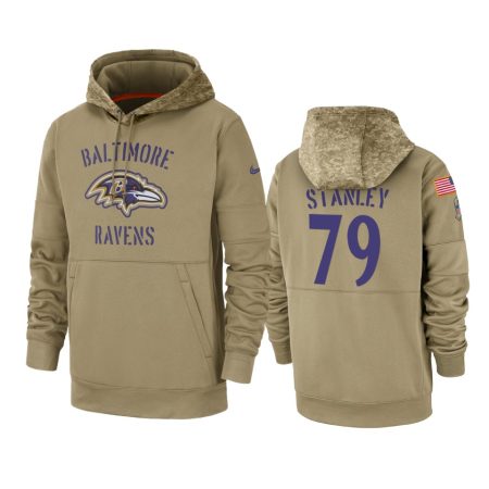 Baltimore Ravens Ronnie Stanley Tan 2019 Salute to Service Sideline Therma Pullover Hoodie