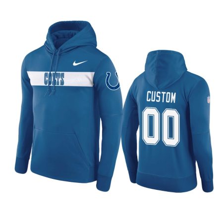 Indianapolis Colts #00 Custom Royal Nike Pullover Sideline Team Hoodie - Men's