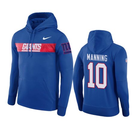 New York Giants #10 Eli Manning Royal Nike Pullover Sideline Team Hoodie - Men's