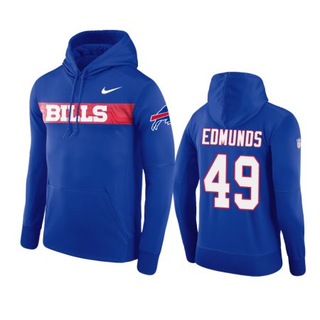 Buffalo Bills #49 Tremaine Edmunds Royal Nike Pullover Sideline Team Hoodie - Men's
