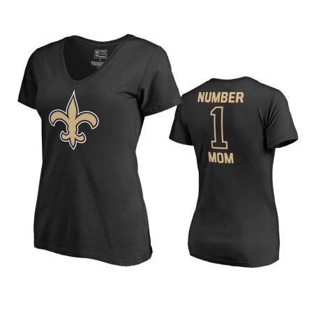 New Orleans Saints Black Mother's Day #1 Mom T-Shirt