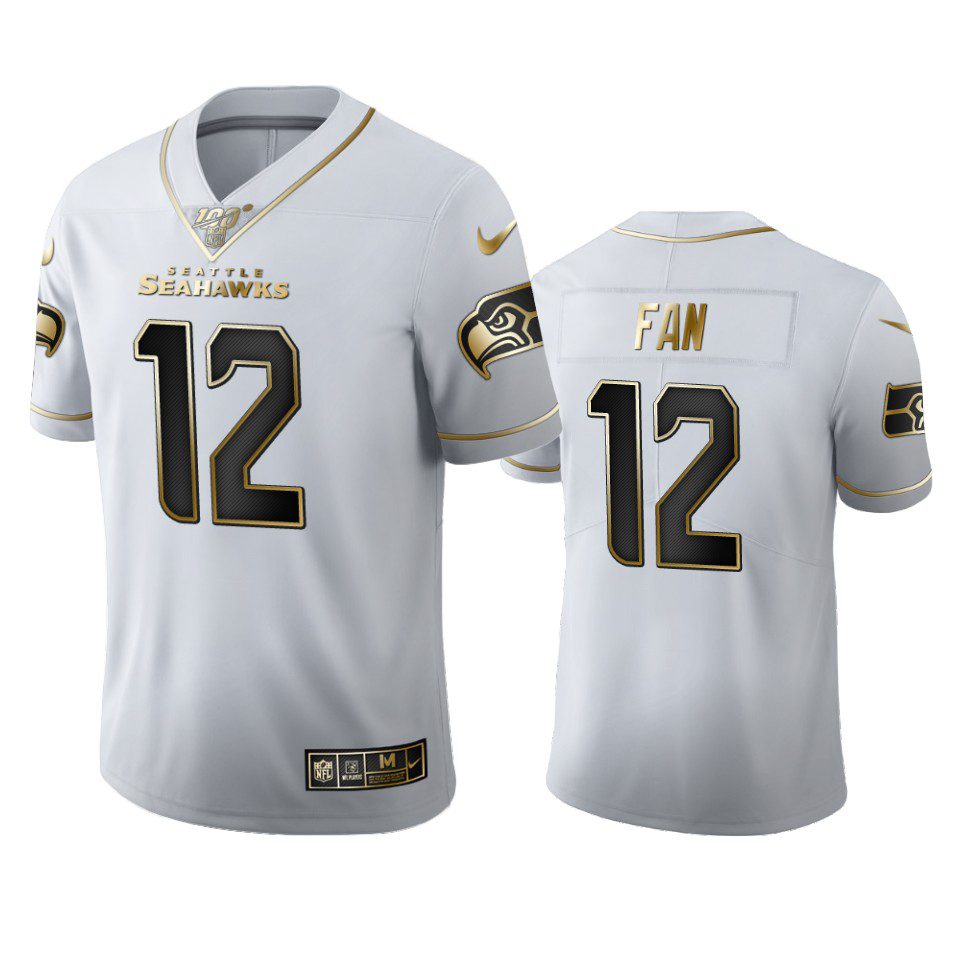 12th Fan Seahawks White 100th Season Golden Edition Jersey 1 seahawks 12th fan white golden edition 100th season jersey
