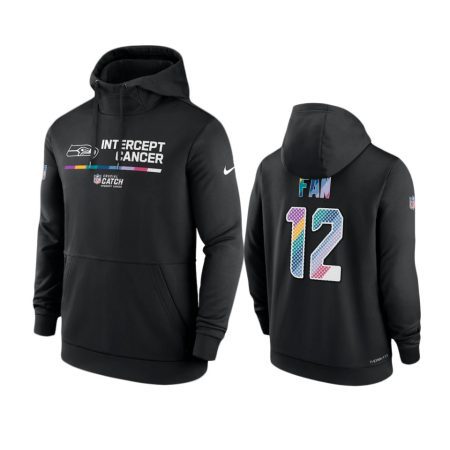 Men's Seattle Seahawks 12th Fan Black Therma 2022 NFL Crucial Catch Hoodie