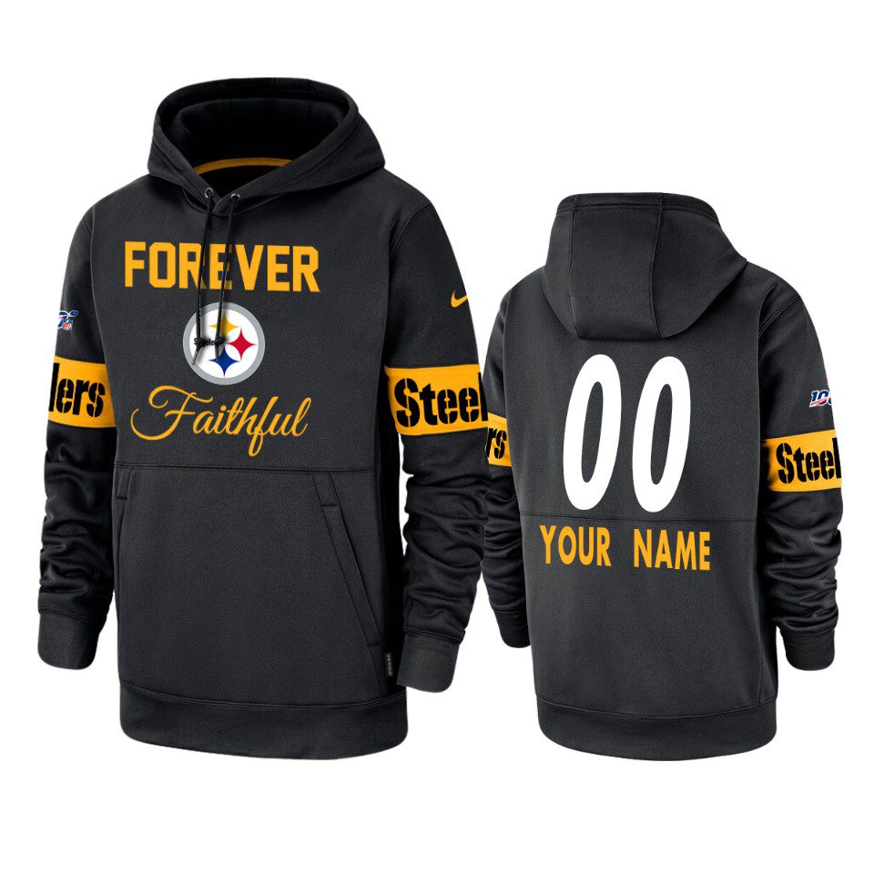 Pittsburgh Steelers Custom Black Forever Faithful 100 Seasons Hoodie 1 steelers custom black team logo forever faithful hoodie