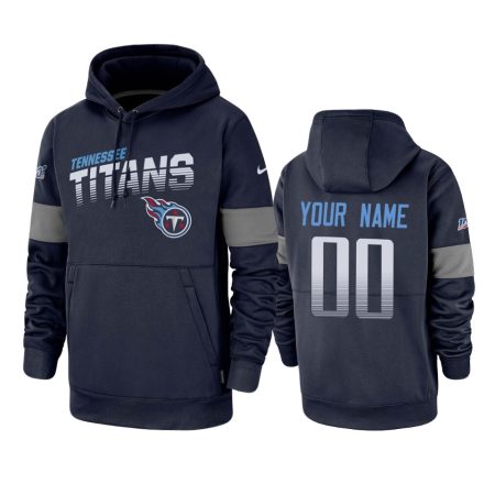 Tennessee Titans Custom Navy 100th Season Sideline Team Logo Hoodie
