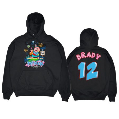 Men's NFL Junk Food Tom Brady Buccaneers SpongeBob x King Saladeen Black Patrick Pullover Hoodie
