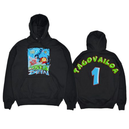 Men's NFL Junk Food Tua Tagovailoa Dolphins SpongeBob x King Saladeen Black Teams Pullover Hoodie