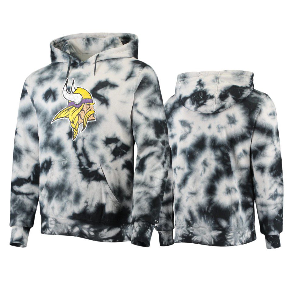 Minnesota Vikings Black Tie-Dye Pullover Hoodie 1 vikings black tie dye pullover hoodie