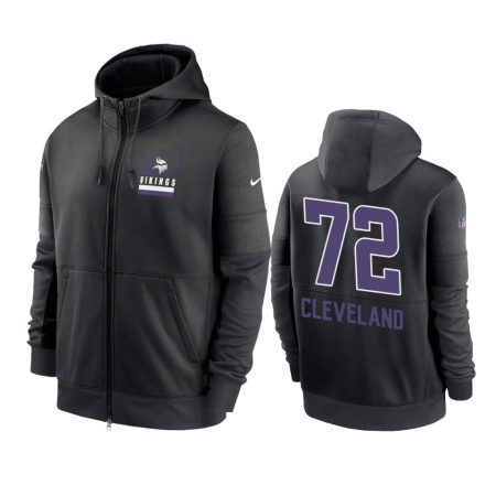 Minnesota Vikings Ezra Cleveland Black Sideline Impact Lockup Performance Full-Zip Hoodie