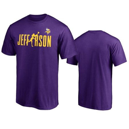 Men's Minnesota Vikings Justin Jefferson Purple Player Graphic Checkdown T-Shirt