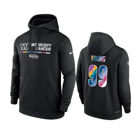 Men's Washington Commanders Chase Young Black Therma 2022 NFL Crucial Catch Hoodie